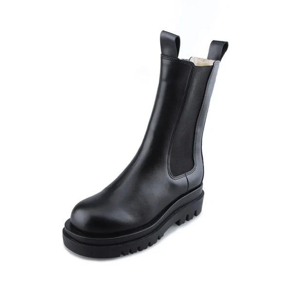 2025 Winter New Leather Internal Increase High Thick Bottom Women's Short Boot Fashion Casual Soft Warm chelsea Short Boot - Image 6