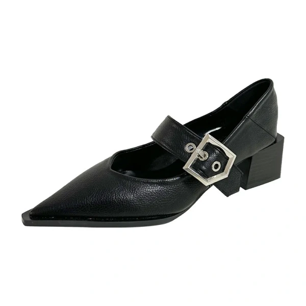 Retro Pointed Mary Jane Small Leather Shoes, British Women's 2025 Spring/summer New Item, Korean Version Thick Heel Loafers - Image 6