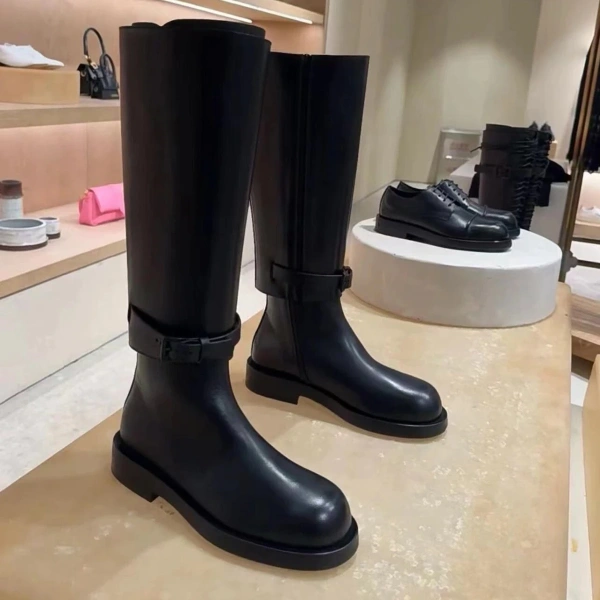 2025 Fashion Retro Round Toe Leather Short Heel Boots Classic Metal Tower Buckle Two Wear Removable Cowboy Boot - Image 6