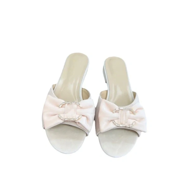 New Designer Luxury Rhinestone Buckle Bow Thick with a Word Drag Joker Not Tired Foot Leisure Outdoor Shopping. - Image 4