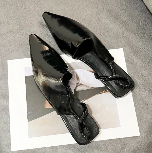 New Fashion Elegant Pointed After Empty Flat Shoes Daily Leisure Dating Shopping Walking Commuting Baotou Half Drag Flat Shoes - Image 5