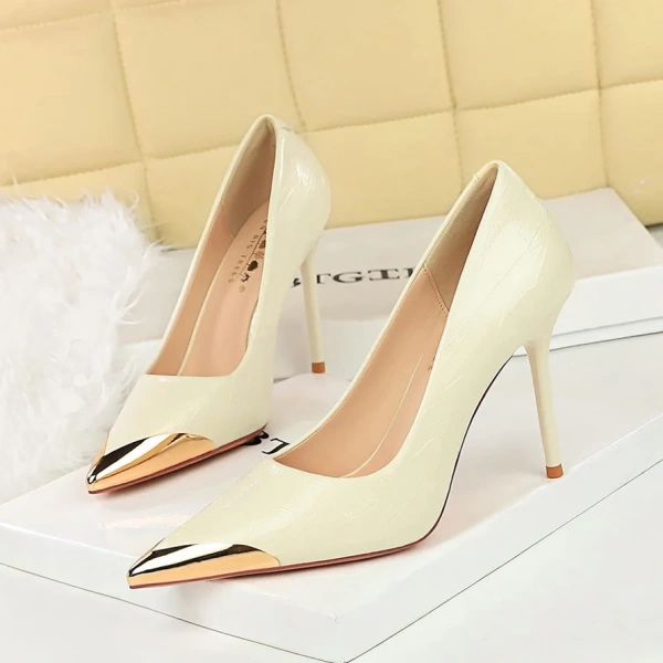 Banquet Women's Summer Ultra-High Heels Shallow Mouth and Pointed Stiletto Light Weight Metal-Toed Sexy Style - Image 5