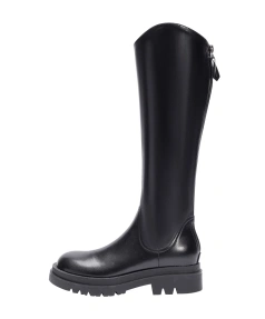 Autumn Winter New Fashionable Simple Coarse Heel Back Zipper  Long Boot Soft and Comfortable Thick Bottom High Heels Knight Boot