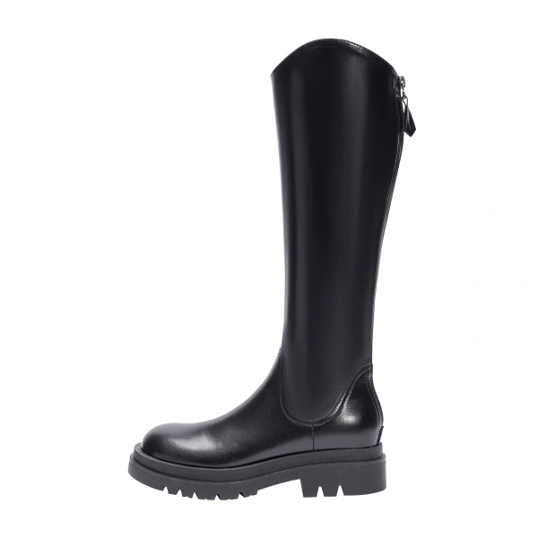 Autumn Winter New Fashionable Simple Coarse Heel Back Zipper  Long Boot Soft and Comfortable Thick Bottom High Heels Knight Boot