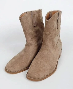 2025 Fashionable Retro Leather Wear-resistant Short Boot, Simple and Personalized Casual Round Toe Wide Tube Denim Boot