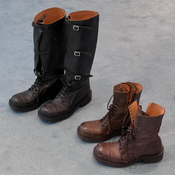2025 Fashion Personality Retro Genuine Leather Women's Short Boot Comfortable Soft Warm Thick Heeled commuter Biker Boot