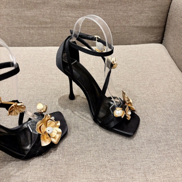 Best Selling Luxury Party Women's Rhinestone Metal Orchid Buckle Exposed Toe Buckle Strap square Toe Socialite Style High Heels - Image 6