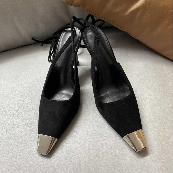 2025 Autumn Spring New Fashionable Retro Metal Iron Headed High-heeled Shoes with Trends Lace up Baotou Thin Heel Sandals - Image 3