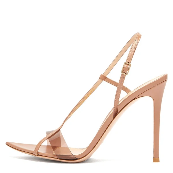 2025 Summer Elegant Nude Stiletto Heel Sandal for Women Open Pointed Toe Strappy Heeled Sandal PU Insole Ladies High Heels Shoes