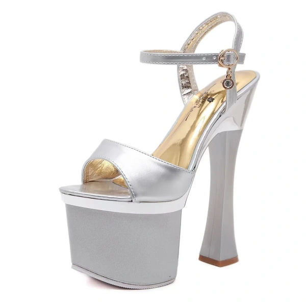 Designer Luxury Ladies Platform Ankle Strap Sandals Open Toe Summer Nightclub Stage Model Women's Shoes Open Back High Heel - Image 5
