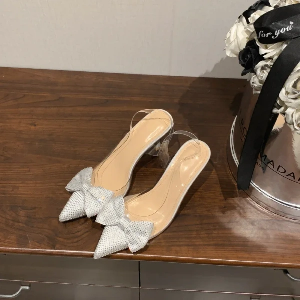 2025 Summer Hot Selling Baita Casual Women's Sandals Pointed Toe Hollow Design Transparent Rhinestone Butterfly High Soft Upper - Image 2