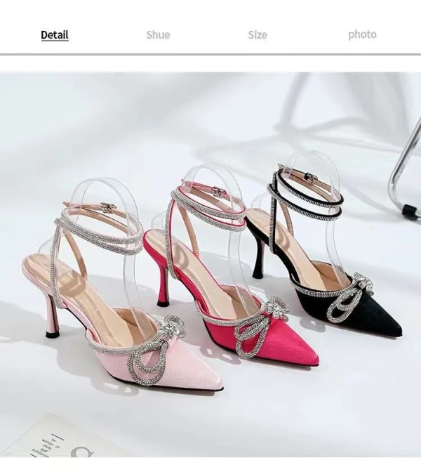 2025 Hot Sale Party Heels for Women High Quality Pu Bridal Pumps With Rhinestone Bow and Breathable Wedding Shoes - Image 4