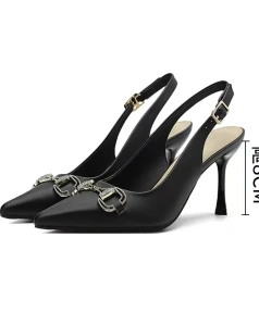 2025 Female Summer New Elegant French Temperament Baotou Empty High-Heeled Sandals with Pointed Stiletto Heels