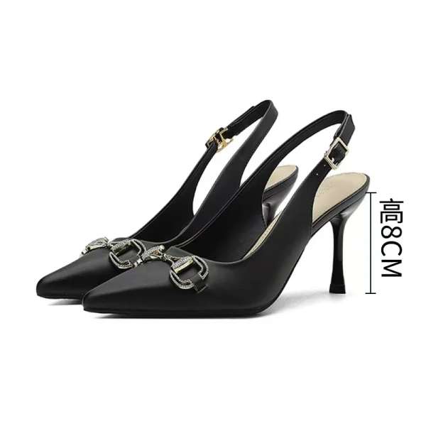 2025 Female Summer New Elegant French Temperament Baotou Empty High-Heeled Sandals with Pointed Stiletto Heels