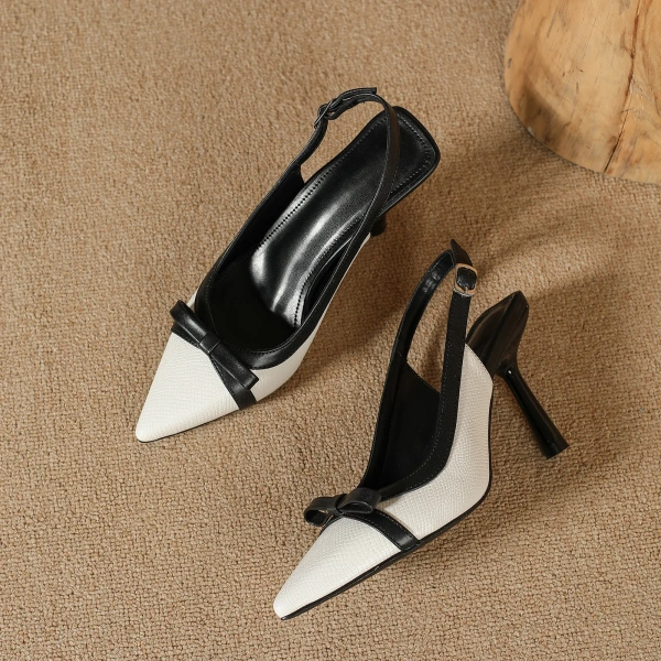New Summer Pointy Toe One Word Buckle Strap Sandals Women's Sense of Spicy Girl Fashion Back Hollow Fine High Heel Work Shoes - Image 5