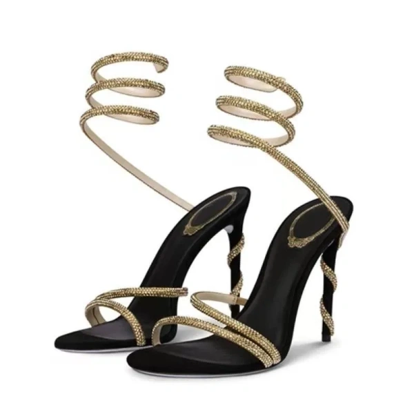 Rome Open Toe Woman Sandals Sexy Thin High Heels Fashionable Snake Straps Breathable Ankle-Style Party Prom Shoes for Wedding - Image 6