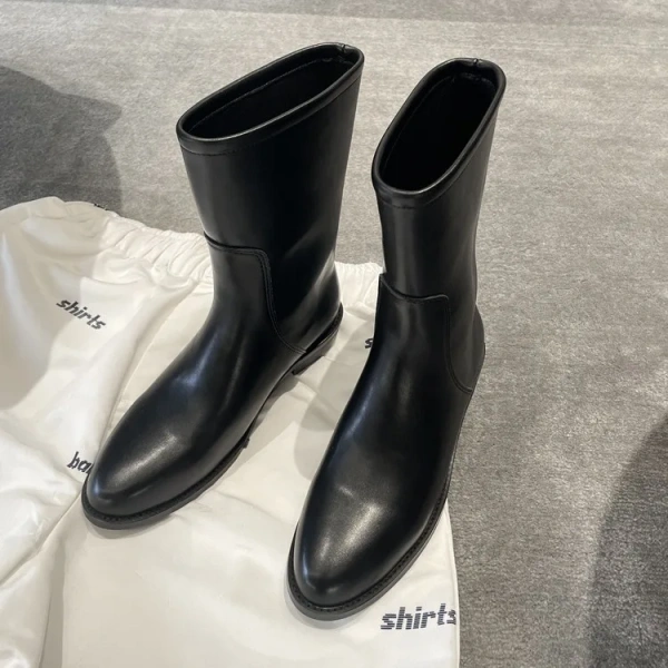 2025 Winter New Fashion Simple Genuine Leather Wear-resisting Short Boots Soft Comfortable Outdoor Casual Commuter Knight Boots - Image 3