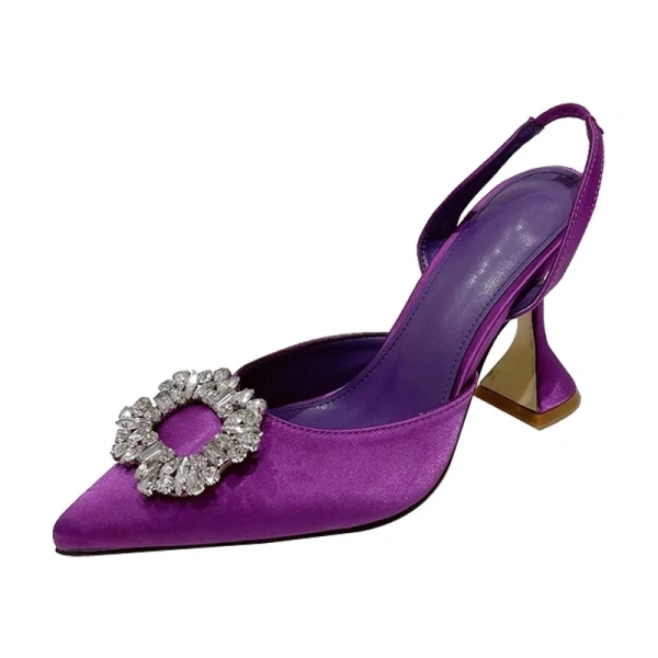 2025 New Luxury Women's High Heels Europe America's Best Seller Baotou Glass with Sunflower Water Diamond Sexy Summer