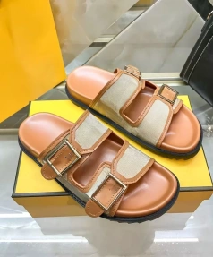 F-Home High Edition Women's Summer Fashion Sandals Breathable Thick-Soled Double Buckle Shoes with Color Matching Word Slippers