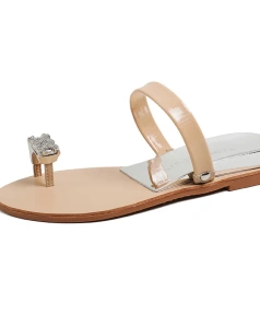 Pigeon Egg Rhinestone Wedge Toe Flat Sandals for Women Anti-Slip Barefoot Wear for Summer Hard-Wearing Design