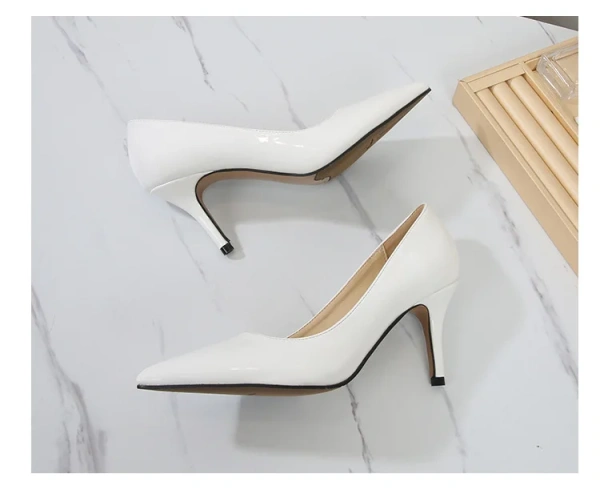Women's Patent Leather Single Shoes 6-10cm Pointed Shallow Mouth Soft High-heeled Shoes Paired with Summer Formal Party Shoes - Image 3
