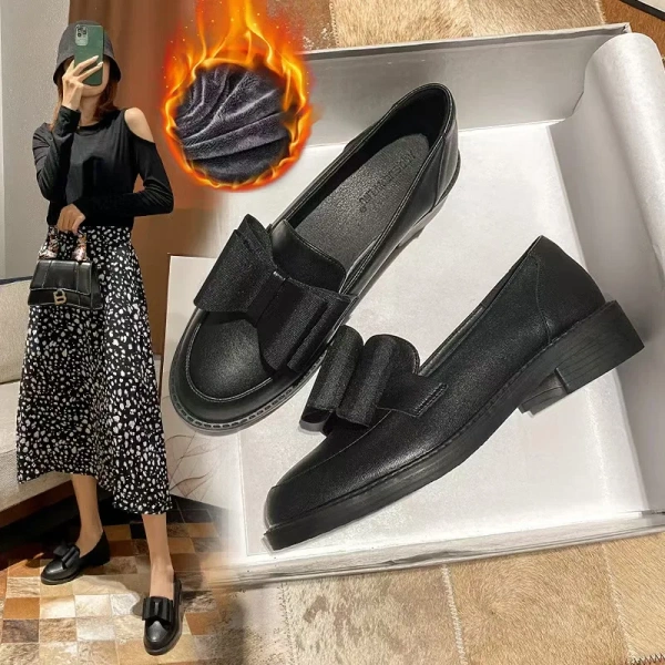 British Style Female Peas Leather Shoes Summer Vocational Work College Black Flat-bottomed Soft and Thin - Image 5