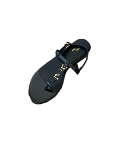 New Summer Metal Toe Flat Buckle Sandals Female YS Fashion Buckle Round T-shaped Sandals.