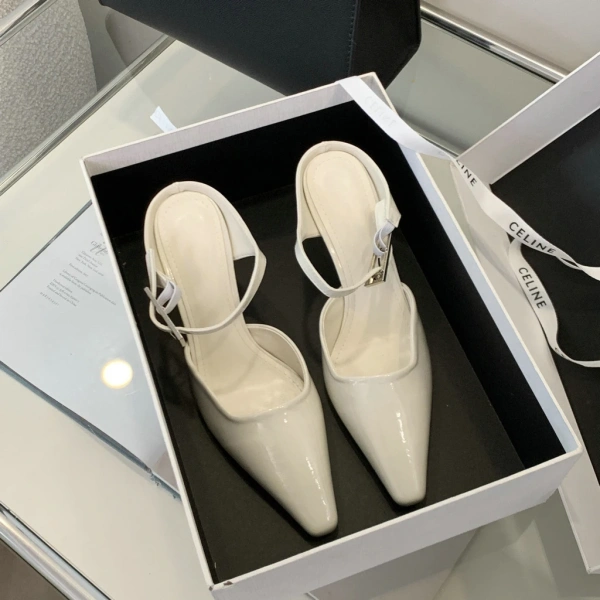Minimalist Patent Leather High Heels for Spring Summer Comfortable Breathable Outdoor Beach Casual Fashion Sandals One-piece - Image 3