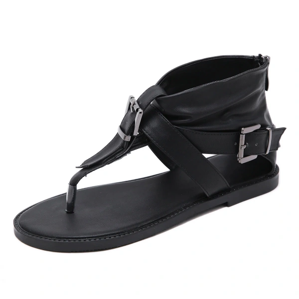 2024summer Clip Toe Belt Buckle Decoration Flat Bottomed Non slip Sandals Bag Heel Zipper Fashionable Casual Beach Low Top Shoes - Image 4