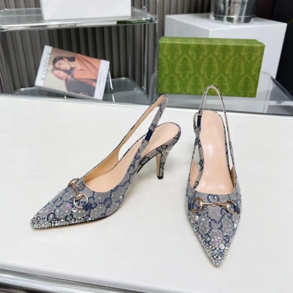 New Elegant All-Match OL Fashion Pointed Rear Empty Heel Open Shoes Rhinestone Horse Buckle for Summer for European American - Image 2