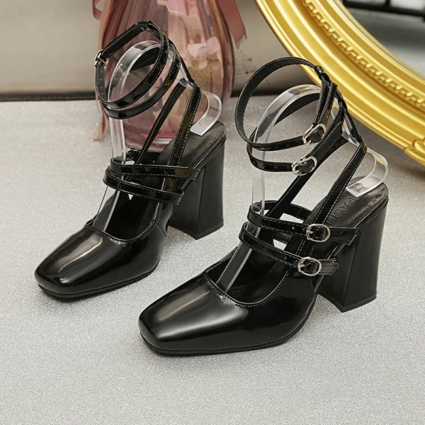Fashion Trendy Women's High Sandals Mary Jane Pumps Sexy Strep Ankle Luxury Cute Wedding Party Pumps Summer Thin - Image 2