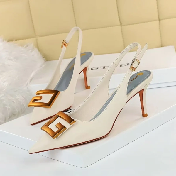Autumn Female French Baotou Sandals Online Celebrity's Pointed High Heels with Stilettos for Summer