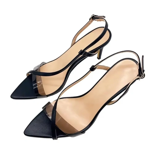 2025 Summer Elegant Nude Stiletto Heel Sandal for Women Open Pointed Toe Strappy Heeled Sandal PU Insole Ladies High Heels Shoes - Image 5
