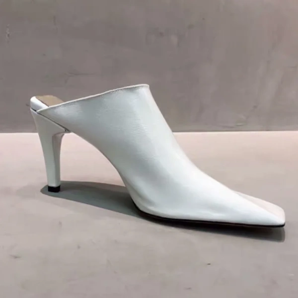 2025 New Retro Temperament Baotou Deep Mouth Fine Heel Sandals Fangtou After Empty Half Drag High-heeled Women's Muller Shoes - Image 6