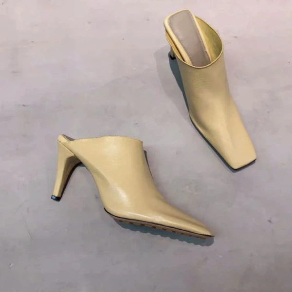 2025 New Retro Temperament Baotou Deep Mouth Fine Heel Sandals Fangtou After Empty Half Drag High-heeled Women's Muller Shoes - Image 5