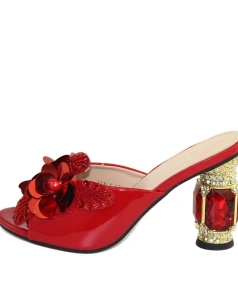 New European and American Summer Wedding Ball Party Shoe Bag Set Flower Style High Quality Bridal Dress Coarse Heels High Heels