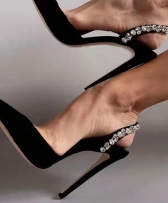 All Colors Crystal Rhinestone Slingback Elegant Lady Sandal Red Pumps 2025 Heels for Women