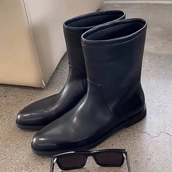 2025 Winter New Fashion Simple Genuine Leather Wear-resisting Short Boots Soft Comfortable Outdoor Casual Commuter Knight Boots