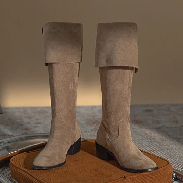 2025 Autumn and Winter New Fashion Retro Thick Heel Knee High Canister Boot Soft Comfortable Western Cowboy Boot Knight Boot