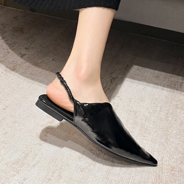 New Fashion Elegant Pointed After Empty Flat Shoes Daily Leisure Dating Shopping Walking Commuting Baotou Half Drag Flat Shoes - Image 4