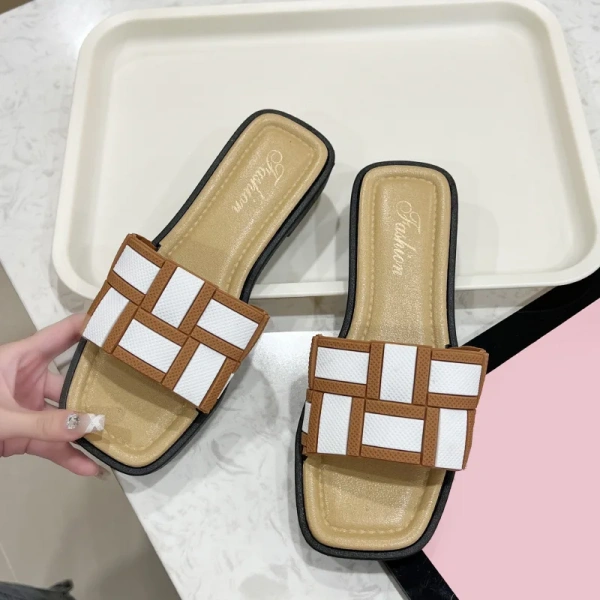 2025 Women's Genuine Leather Casual Slippers Fashion Horsehair Fur Sandals Soft Outdoor Use Winter Spring - Image 3
