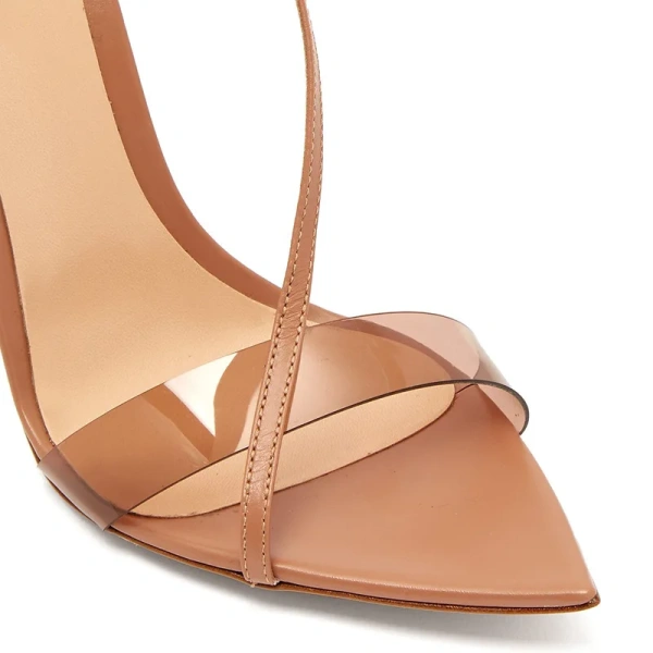2025 Summer Elegant Nude Stiletto Heel Sandal for Women Open Pointed Toe Strappy Heeled Sandal PU Insole Ladies High Heels Shoes - Image 2