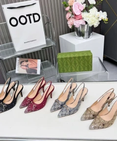 New Elegant All-Match OL Fashion Pointed Rear Empty Heel Open Shoes Rhinestone Horse Buckle for Summer for European American