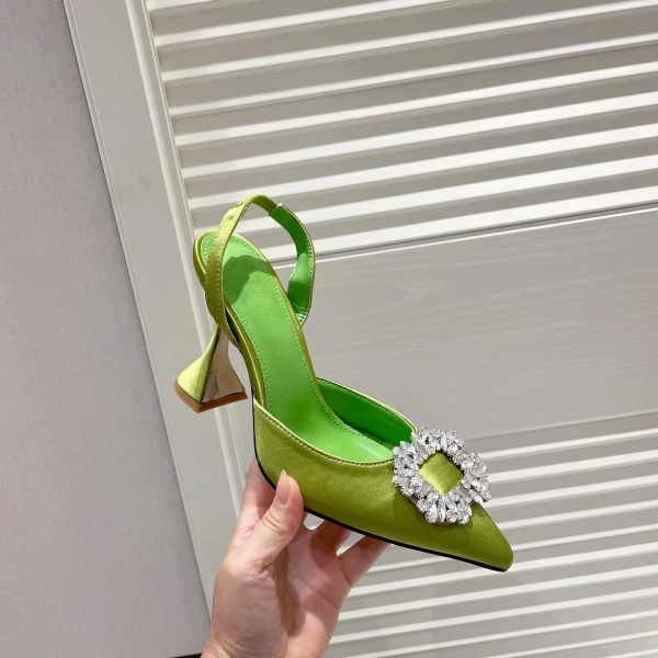 2025 New Luxury Women's High Heels Europe America's Best Seller Baotou Glass with Sunflower Water Diamond Sexy Summer - Image 4