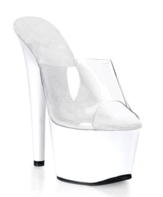 7inch-17cm Black Platform Slippers Thin Heel Nightclub Sexy Super High Heel Model Show Exotic Dancer Pole Dance Women's Summer