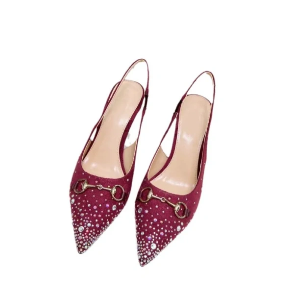 New Elegant All-Match OL Fashion Pointed Rear Empty Heel Open Shoes Rhinestone Horse Buckle for Summer for European American - Image 5