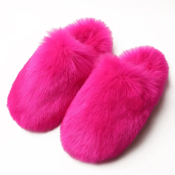 Cozy Fluffy Faux Fur Slippers Anti-Skid Indoor Winter Shoes with Durable Outsoles Multicolor House Shoes for Autumn Season - Image 3