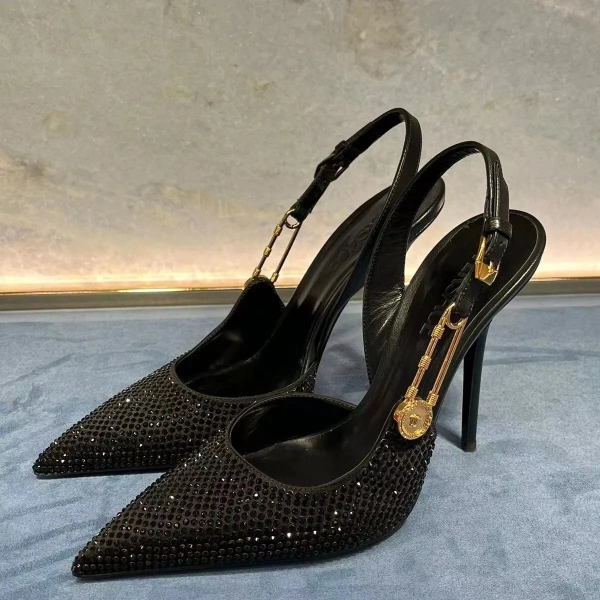 2025 Sh12452A Ladies High Heel Shoes Chunky Black Square Heels Height Increasing Feature Rubber Insole for Summer Winter Spring - Image 6