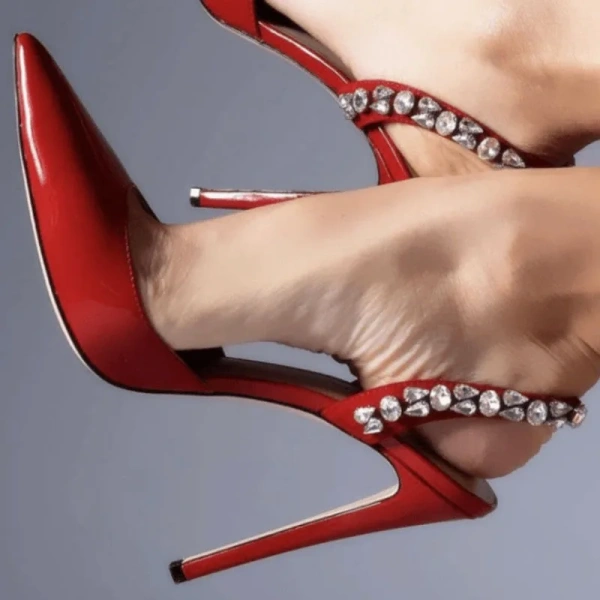 All Colors Crystal Rhinestone Slingback Elegant Lady Sandal Red Pumps 2025 Heels for Women - Image 3