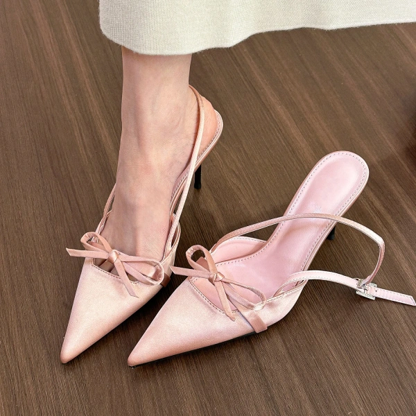 2025 Summer New Gentle Luxury Pointed Bow High Heels Sexy Fashion Casual Commuter Women's High Heels